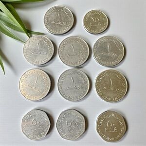 Vintage United Arab Emirates Coin Lot – 11 Coins (Dirham & Fils)